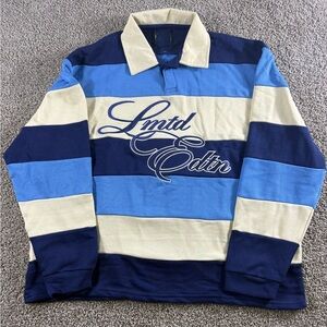 Striped Blue and Cream Rugby Shirt